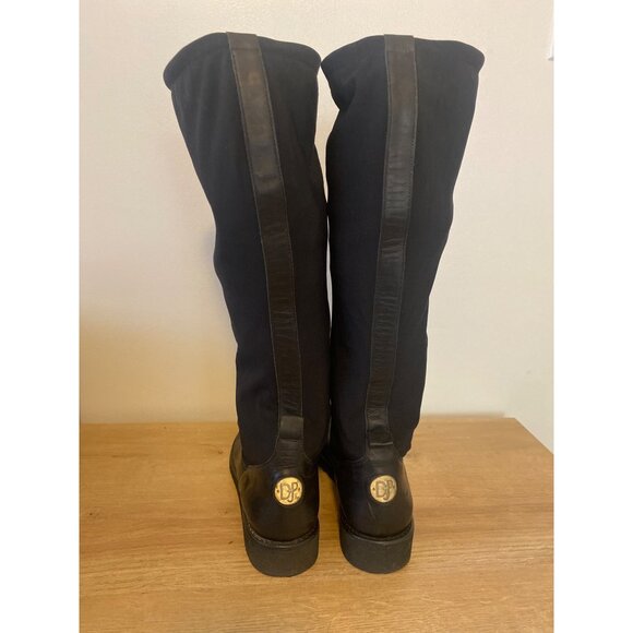 Donald J. Pliner Black Leather & Elastic Knee-High Boots Size 7M - Picture 3 of 8